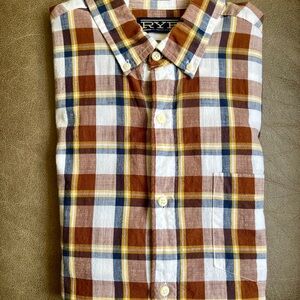 Rye Brown and Blue Plaid Casual Button Down Shirt